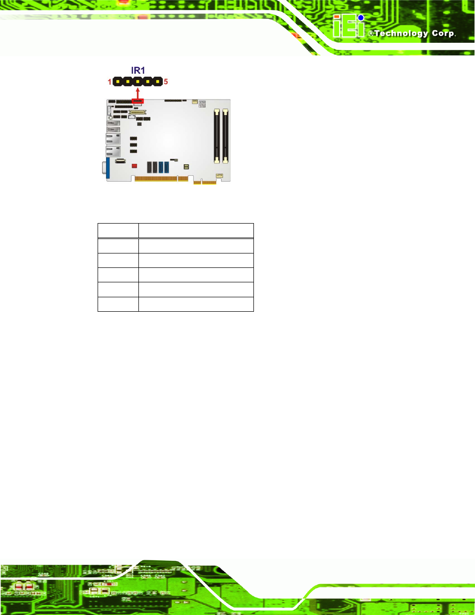 12 lvds backlight inverter connector, Figure 3-12: infrared connector location, Table 3-13: infrared connector pinouts | IEI Integration PICOe-HM650 User Manual | Page 41 / 174