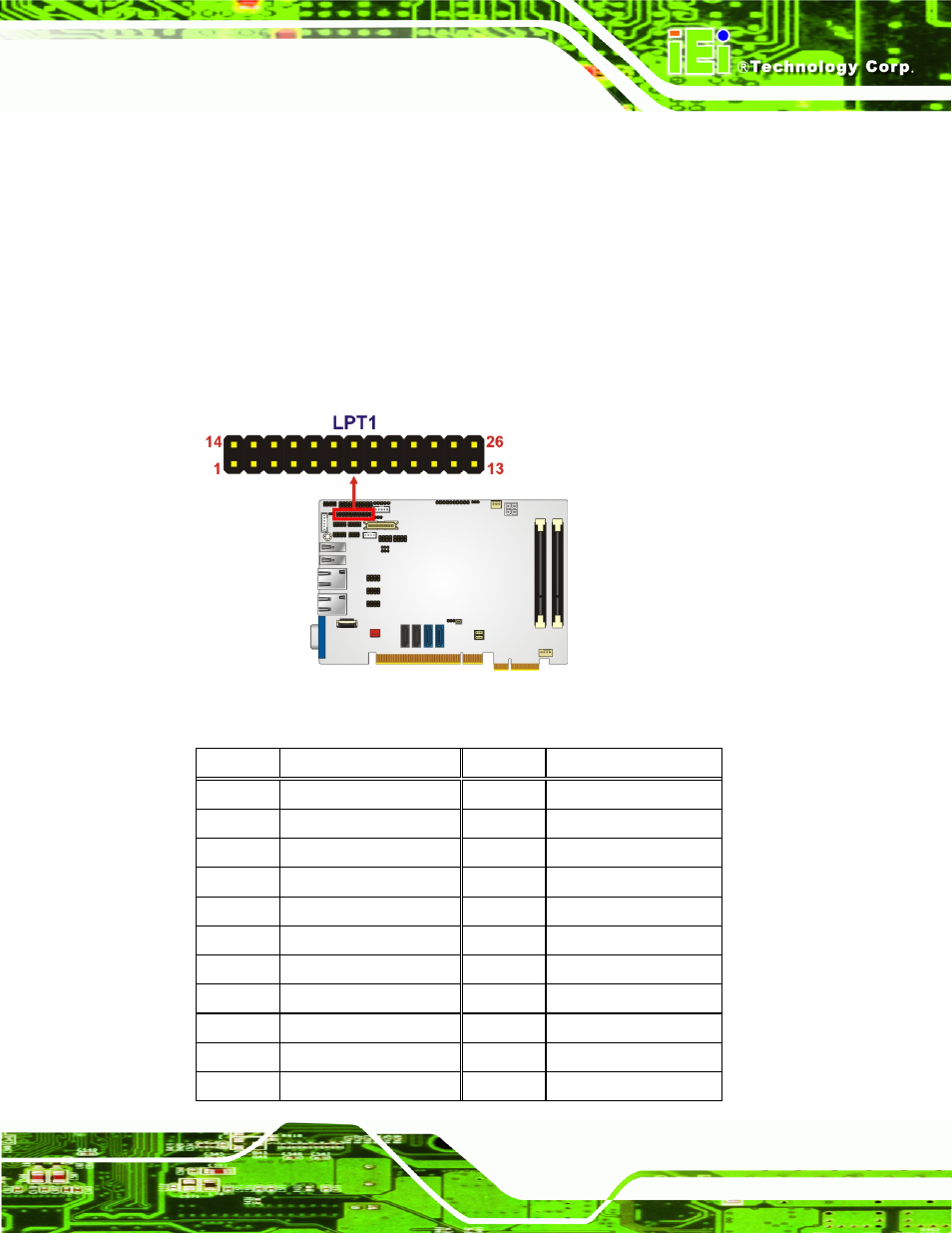 15 parallel port connector, Figure 3-16: parallel port connector location | IEI Integration PICOe-HM650 User Manual | Page 45 / 174