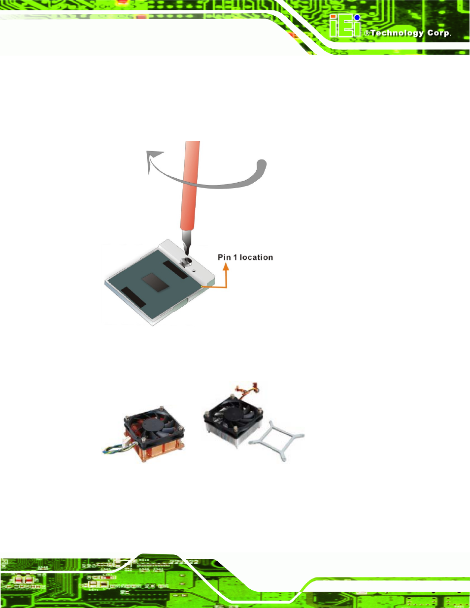 2 socket g2 cooling kit installation, Figure 4-2: lock cpu socket retention screw, Figure 4-3: cooling kit | IEI Integration PICOe-HM650 User Manual | Page 63 / 174