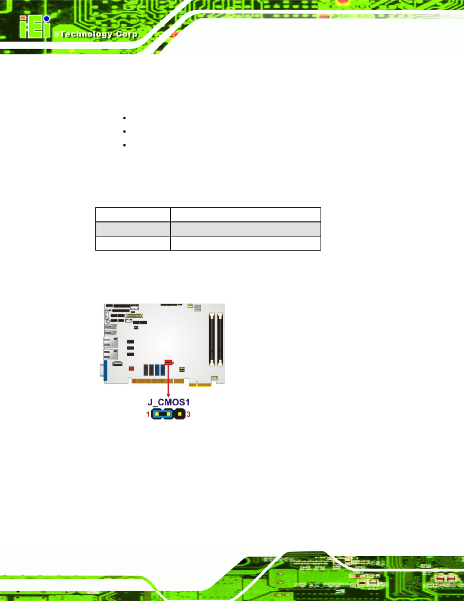 Figure 4-9: clear cmos jumper, Table 4-3: clear cmos jumper settings | IEI Integration PICOe-HM650 User Manual | Page 70 / 174