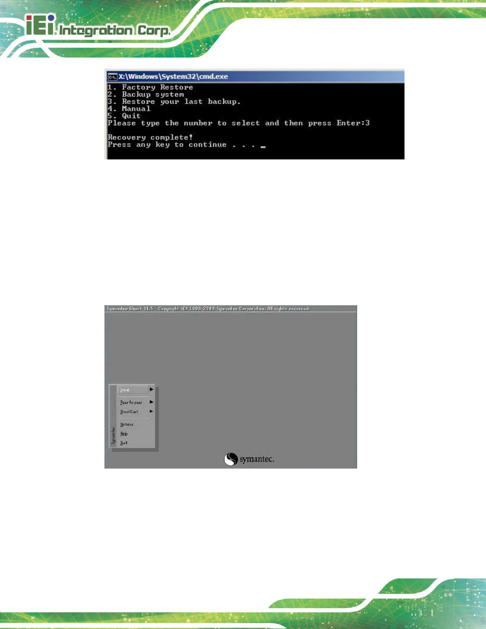 B.5.4 manual, Figure b-39: restore system backup complete window, Figure b-40: symantec ghost window | IEI Integration HYPER-KBN User Manual | Page 116 / 139