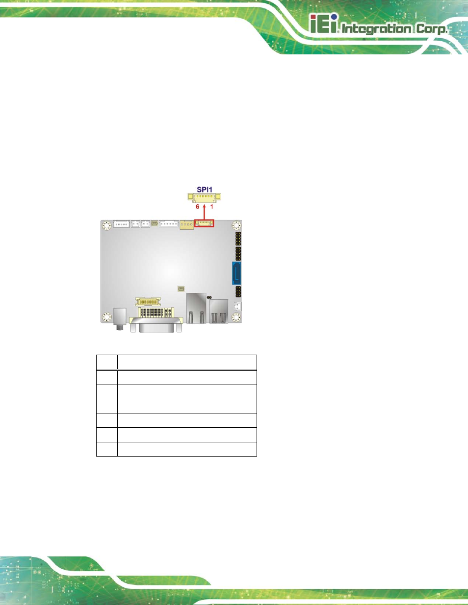 16 spi flash connector, 17 system fan connector, Figure 3-18: spi flash connector location | Table 3-16: spi flash connector pinouts | IEI Integration HYPER-KBN User Manual | Page 41 / 139