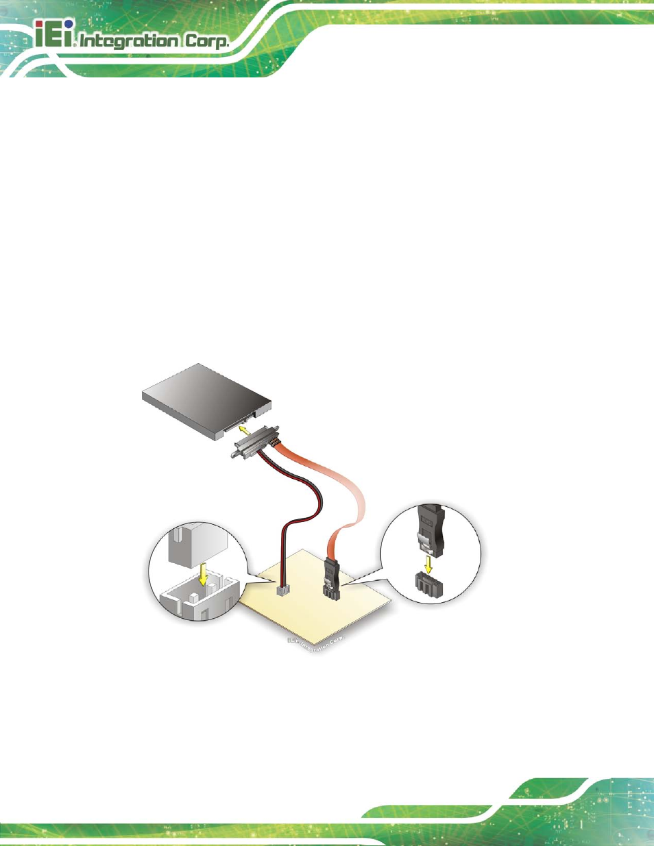 2 sata drive connection, Figure 4-3: sata drive cable connection | IEI Integration HYPER-KBN User Manual | Page 52 / 139