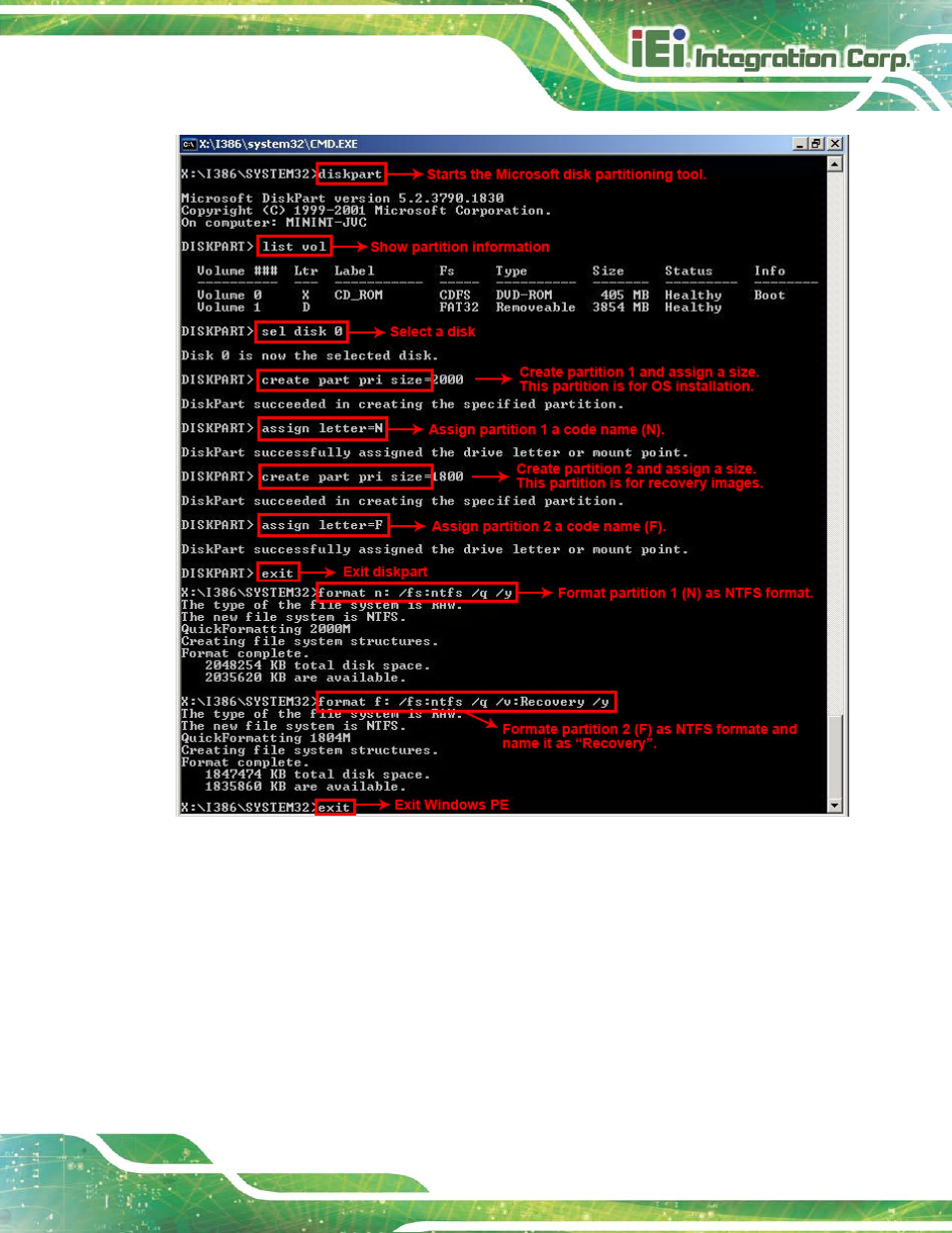 Figure b-5: partition creation commands | IEI Integration HYPER-KBN User Manual | Page 95 / 139