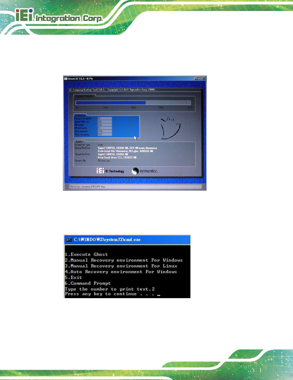 Figure b-8: building the recovery partition, Figure b-9: press any key to continue | IEI Integration HYPER-KBN User Manual | Page 98 / 139