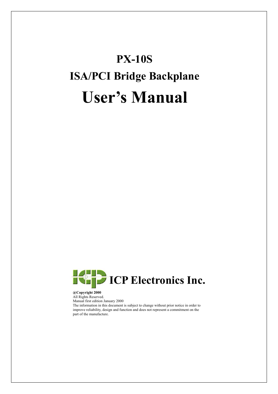 IEI Integration PX-10S-RS v1.01 User Manual | 6 pages