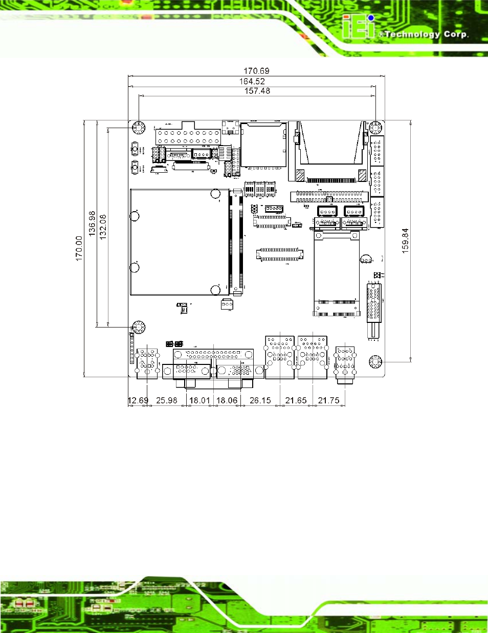 Figure 3-4: iq7-db-mitx dimensions (mm) | IEI Integration iQ7-US15W User Manual | Page 33 / 139