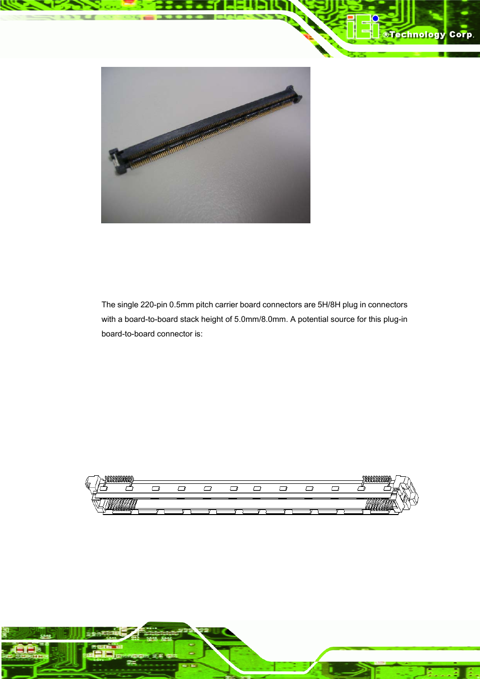 2 carrier board connector, Figure 6-1: module connector picture, Figure 6-2: carrier board connector | IEI Integration ICE-DB-9S User Manual | Page 110 / 159