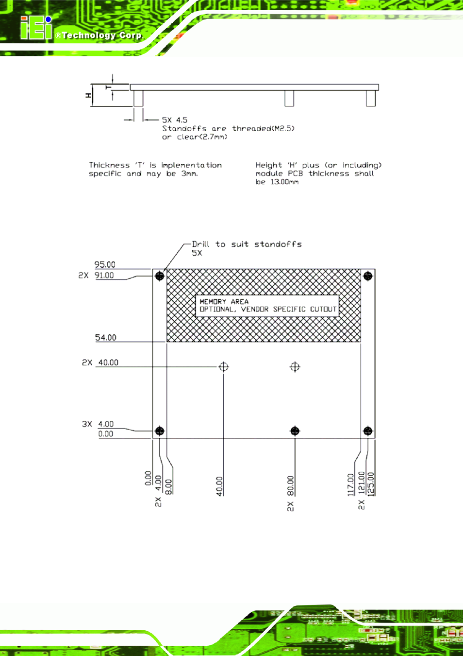 Figure 6-7: basic module heat-spreader, Figure 6-8: basic module heat-spreader footprint | IEI Integration ICE-DB-9S User Manual | Page 115 / 159