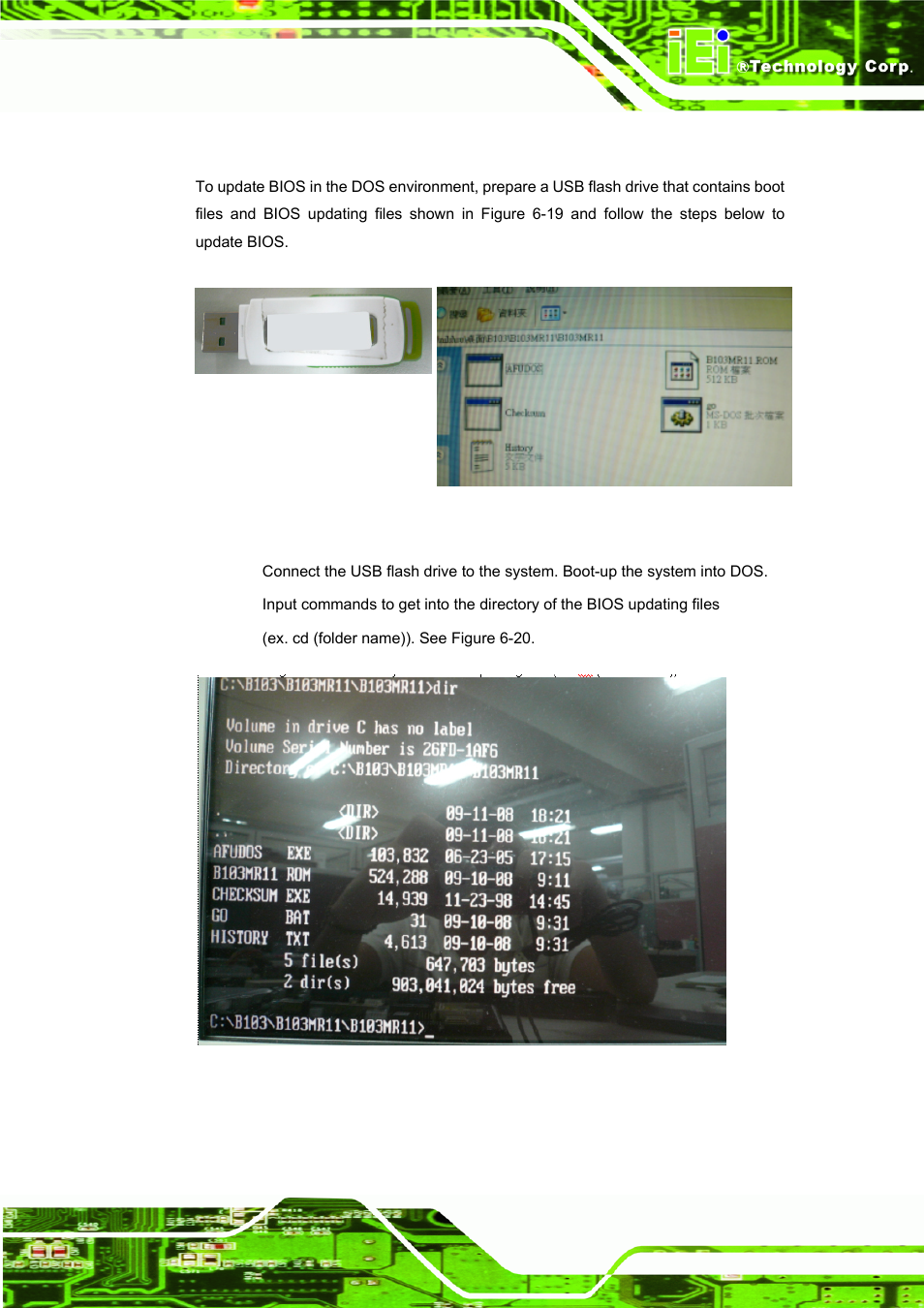 2 using dos command, Figure 6-20: bios updating file directory | IEI Integration ICE-DB-9S User Manual | Page 134 / 159
