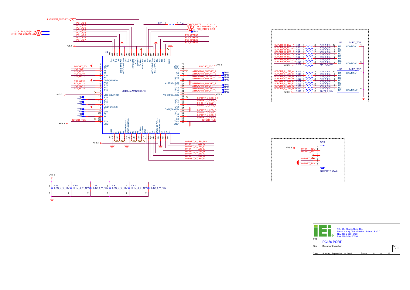 Segment led with common gnd, Debug 80 programimg port(reserve), Iei electronics inc | IEI Integration ICE-DB-9S User Manual | Page 146 / 159
