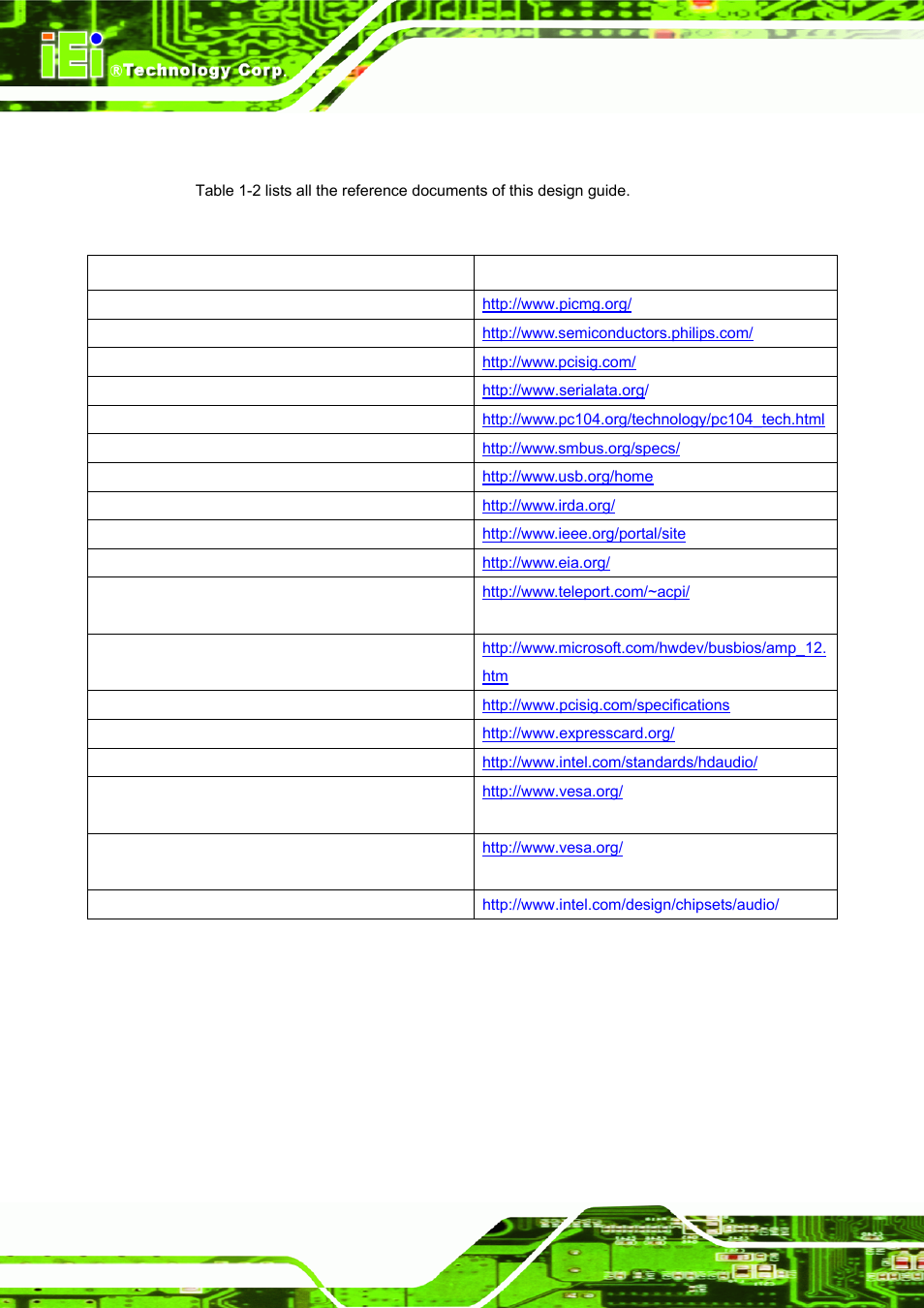 3 reference documents, Eference, Ocuments | Table 1-2: reference documents, Ice module page 4 | IEI Integration ICE-DB-9S User Manual | Page 17 / 159
