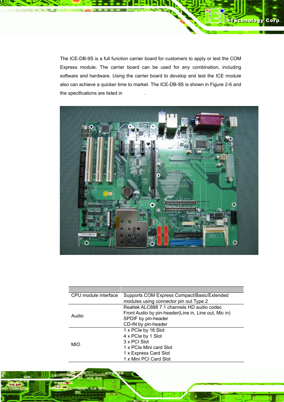 6 ice-db-9s-r10, Figure 2-6: ice-db-9s-r10, Table 2-7: ice-db-9s-r10 specification | IEI Integration ICE-DB-9S User Manual | Page 30 / 159