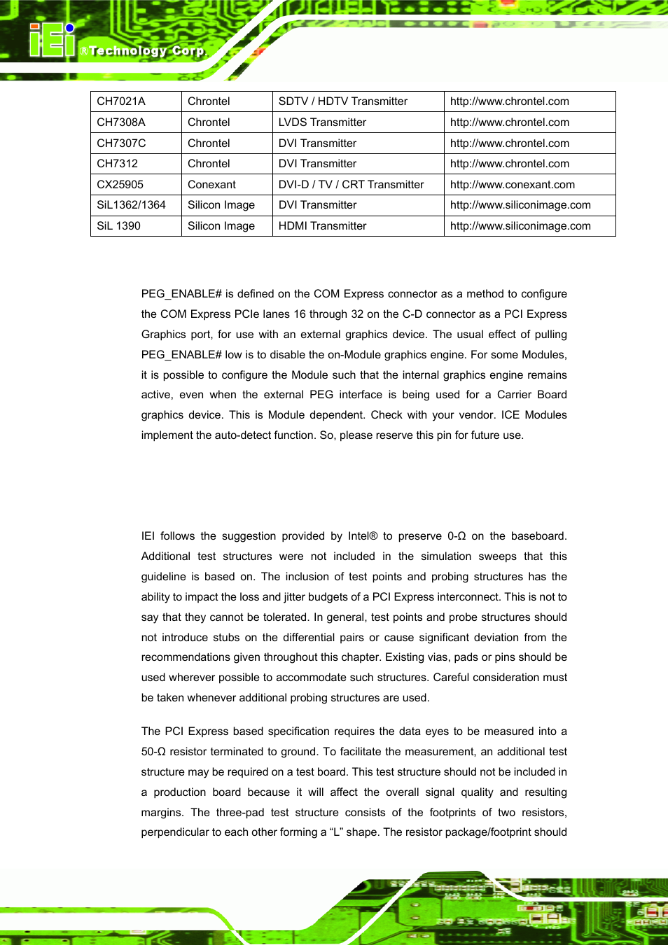 4 peg_enable, 5 pci express test points and probing | IEI Integration ICE-DB-9S User Manual | Page 47 / 159
