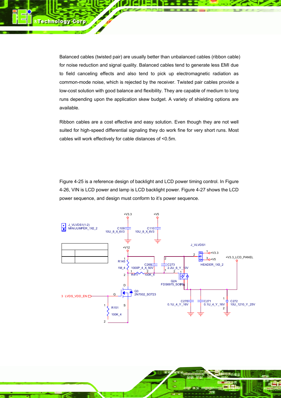 2 lvds cable consideration, 3 backlight and lcd power timing control, Figure 4-25: lvds power control | Lvds | IEI Integration ICE-DB-9S User Manual | Page 75 / 159