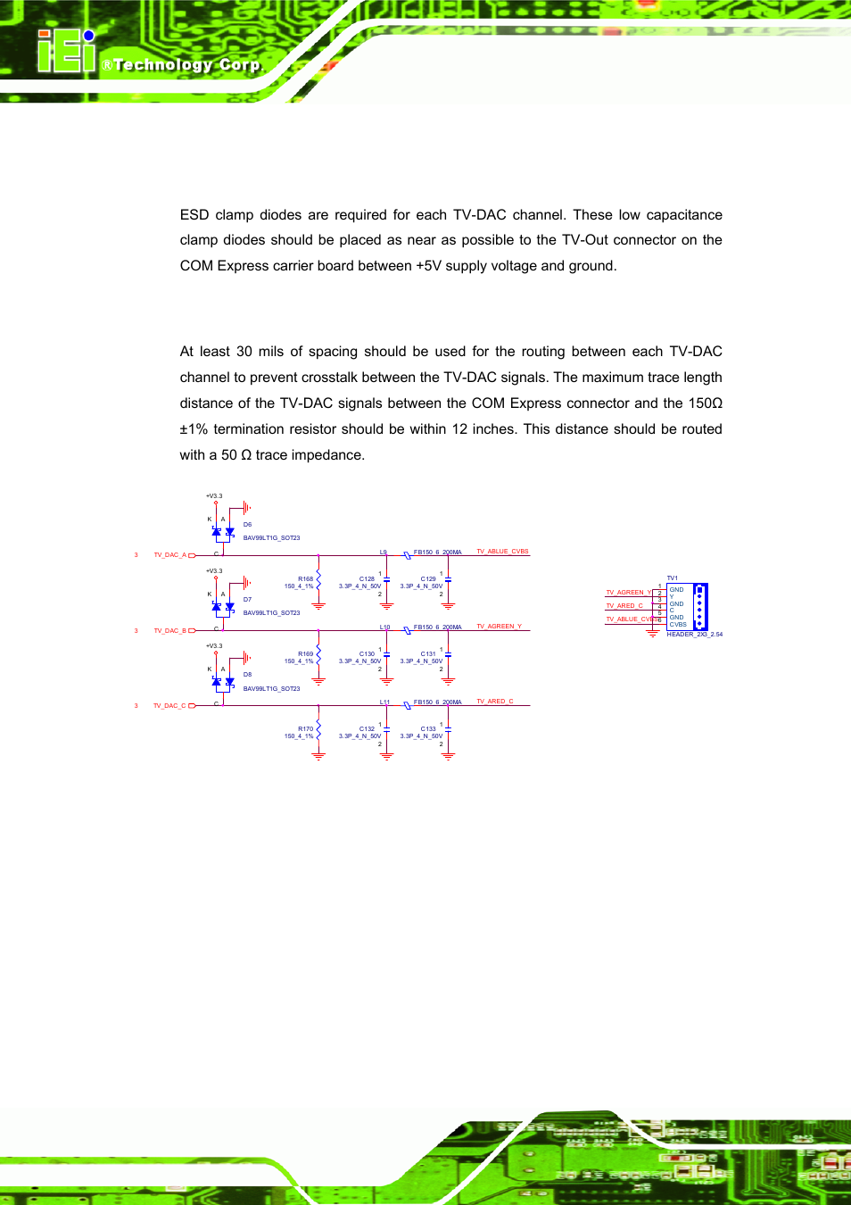 3 esd protection, 4 reference schematic, Figure 4-32: tv out schematic reference | IEI Integration ICE-DB-9S User Manual | Page 83 / 159