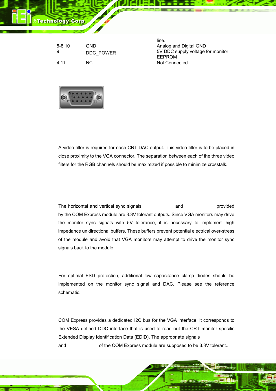 2 vga connector, 3 vga dac filter, 4 routing guide line | Figure 4-41: vga connector d-sub15 | IEI Integration ICE-DB-9S User Manual | Page 93 / 159