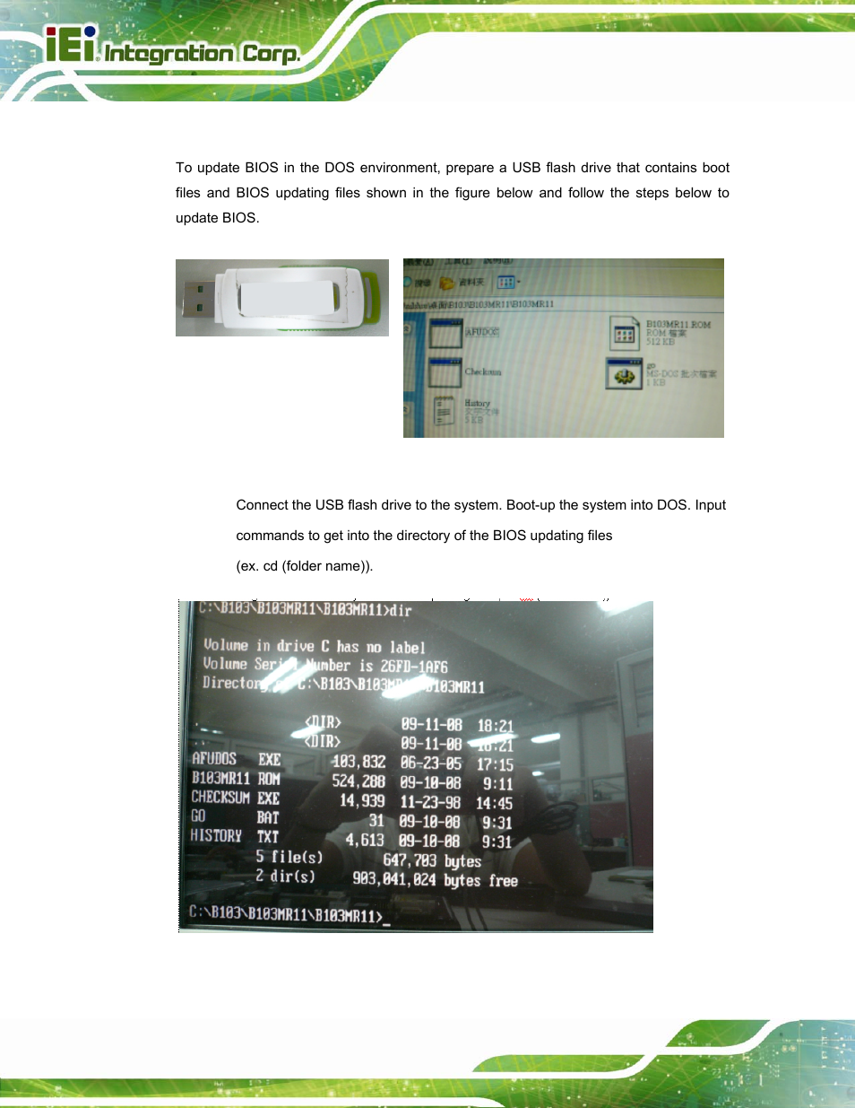 B.2.2 using dos command, Figure b-8: bios updating file directory | IEI Integration ICE-DB-T6 User Manual | Page 102 / 129