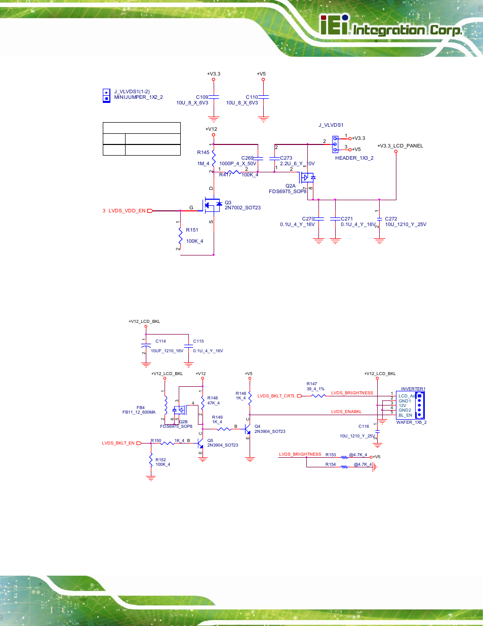 Figure 3-19: lvds power control, Figure 3-20: backlight control circuit, Lvds | Type 6 carrier board design guide page 49 | IEI Integration ICE-DB-T6 User Manual | Page 59 / 129