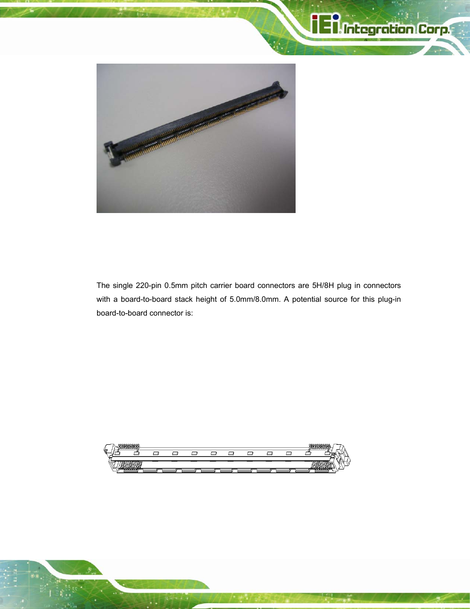 2 carrier board connector, Figure 5-1: module connector picture, Figure 5-2: carrier board connector | IEI Integration ICE-DB-T6 User Manual | Page 85 / 129