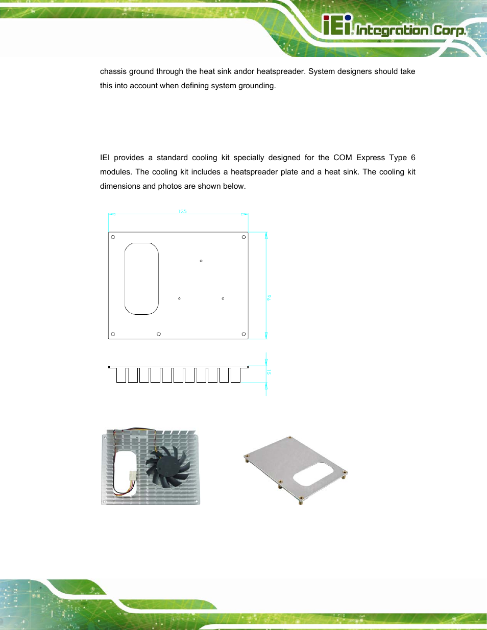7 others kits specification, 1 cooling kit, Thers | Pecification, Figure 5-11: iei heat sink module dimensions, Figure 5-12: iei heat sink module picture | IEI Integration ICE-DB-T6 User Manual | Page 93 / 129