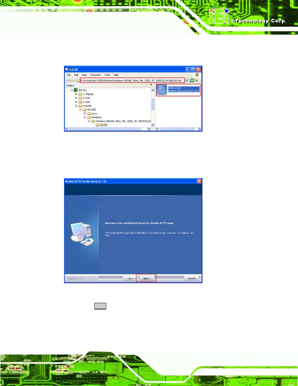 Figure 7-21: ac’97 audio driver options | IEI Integration ICE-945GSE v1.01 User Manual | Page 119 / 151