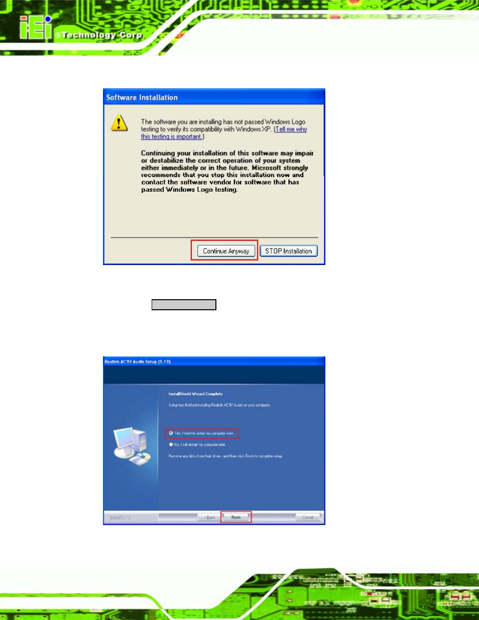 Figure 7-24: ac’97 driver installation complete | IEI Integration ICE-945GSE v1.01 User Manual | Page 120 / 151