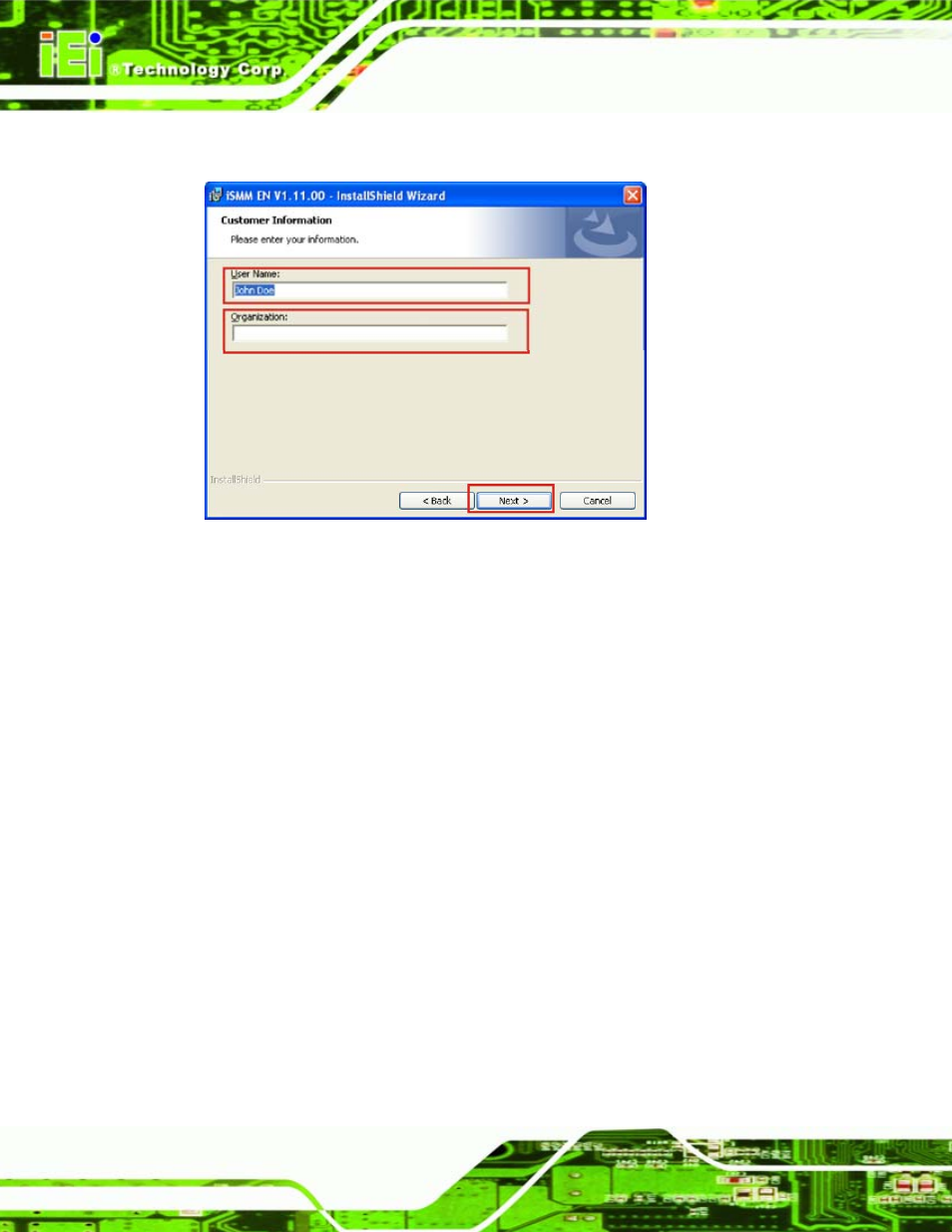 Figure 7-33: ismm customer information | IEI Integration ICE-945GSE v1.01 User Manual | Page 126 / 151