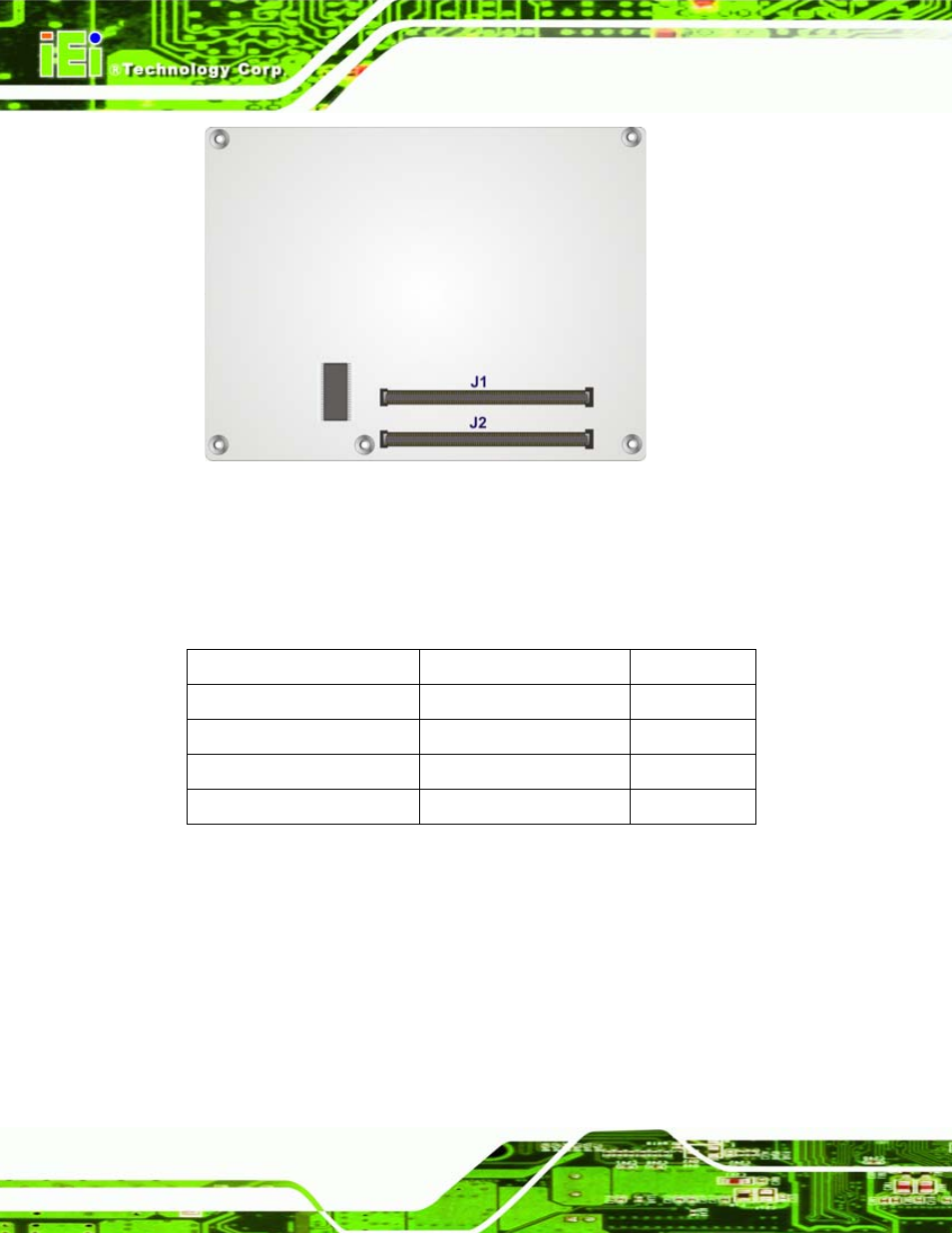 2 peripheral interface connectors, 2 etx interface connectors, Nterface | Onnectors, Figure 4-2: connector and jumper locations, Table 4-1: ice-945gse interface connectors | IEI Integration ICE-945GSE v1.01 User Manual | Page 36 / 151