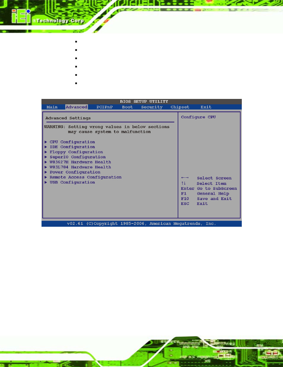 Bios menu 2: advanced | IEI Integration ICE-945GSE v1.01 User Manual | Page 60 / 151