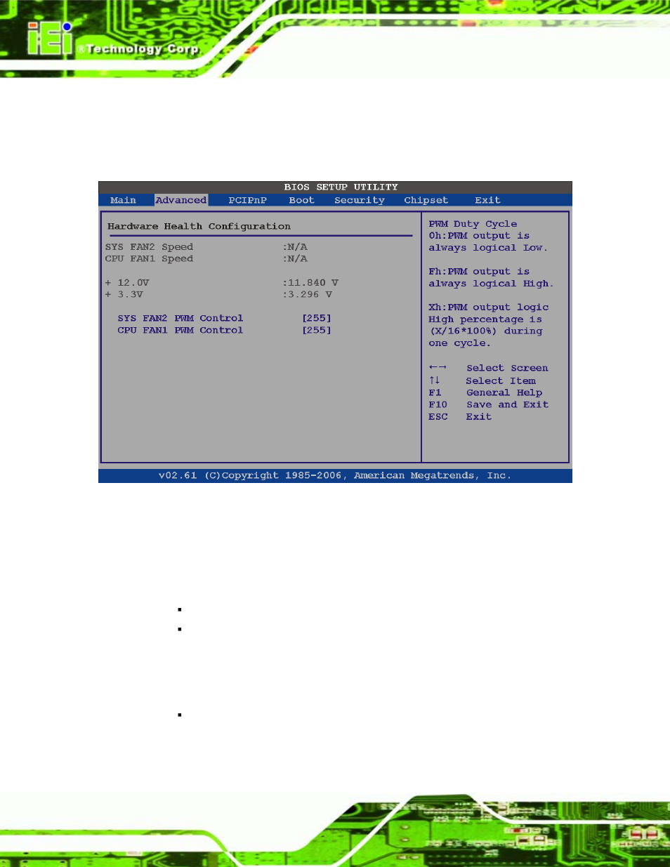 4 w83627h hardware health, Bios menu 7: hardware health configuration | IEI Integration ICE-945GSE v1.01 User Manual | Page 72 / 151