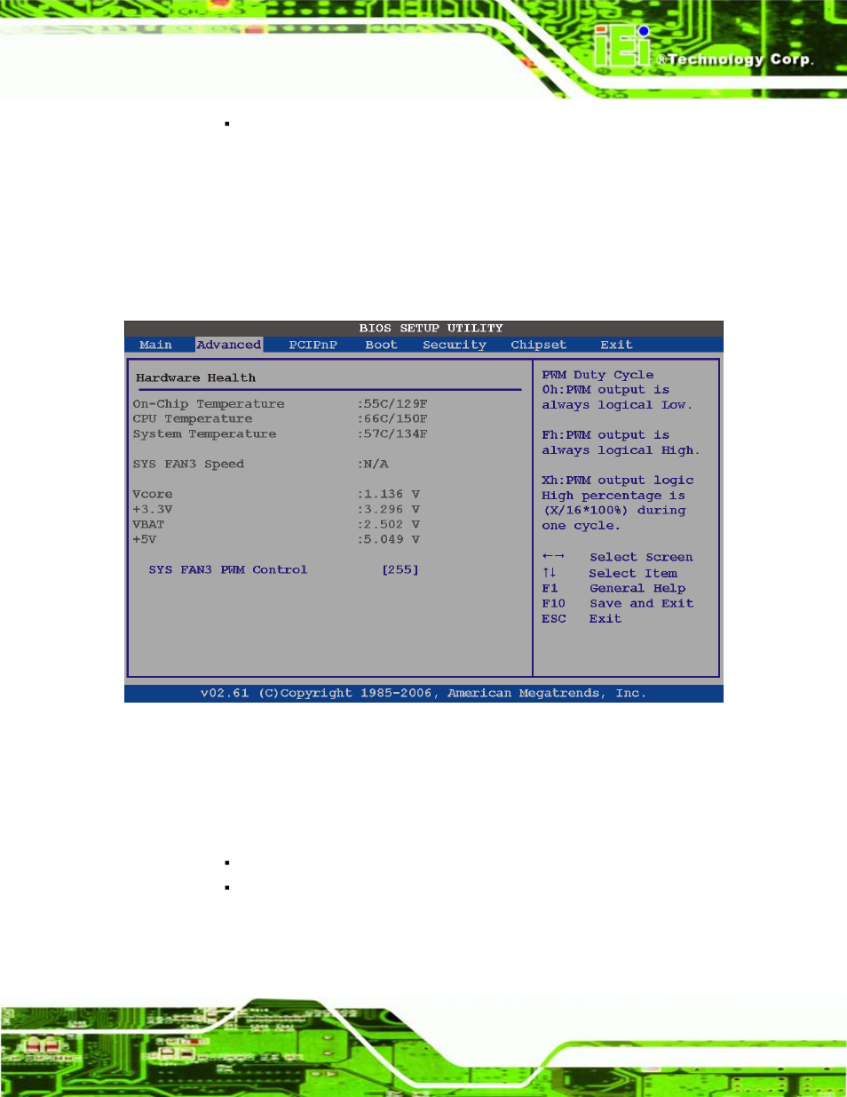 5 w83l782 hardware health, Bios menu 8: hardware health configuration | IEI Integration ICE-945GSE v1.01 User Manual | Page 73 / 151