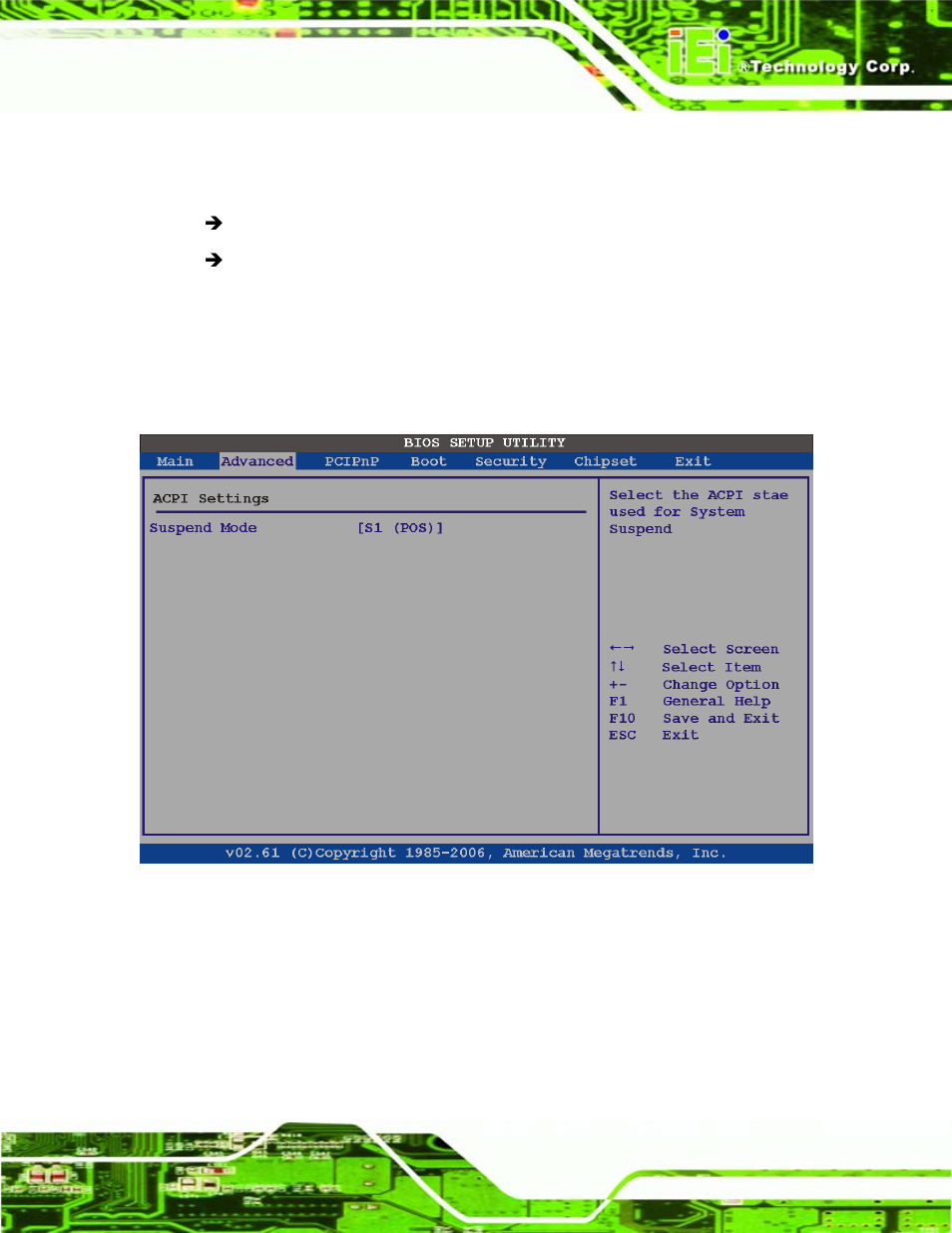 1 acpi configuration, Bios menu 10: acpi configuration | IEI Integration ICE-945GSE v1.01 User Manual | Page 75 / 151