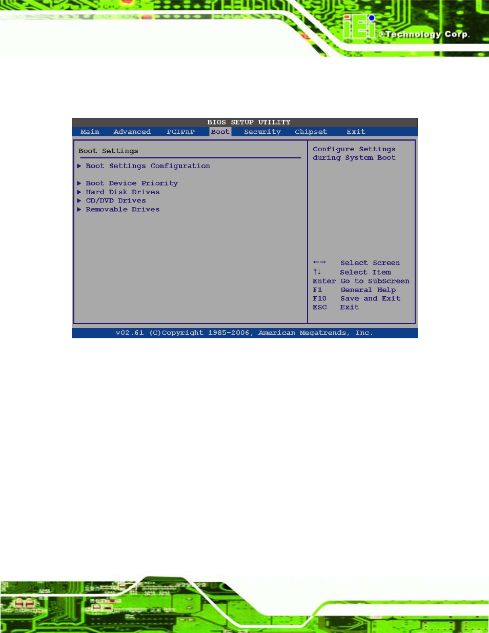 5 boot, Bios menu 15: boot | IEI Integration ICE-945GSE v1.01 User Manual | Page 87 / 151