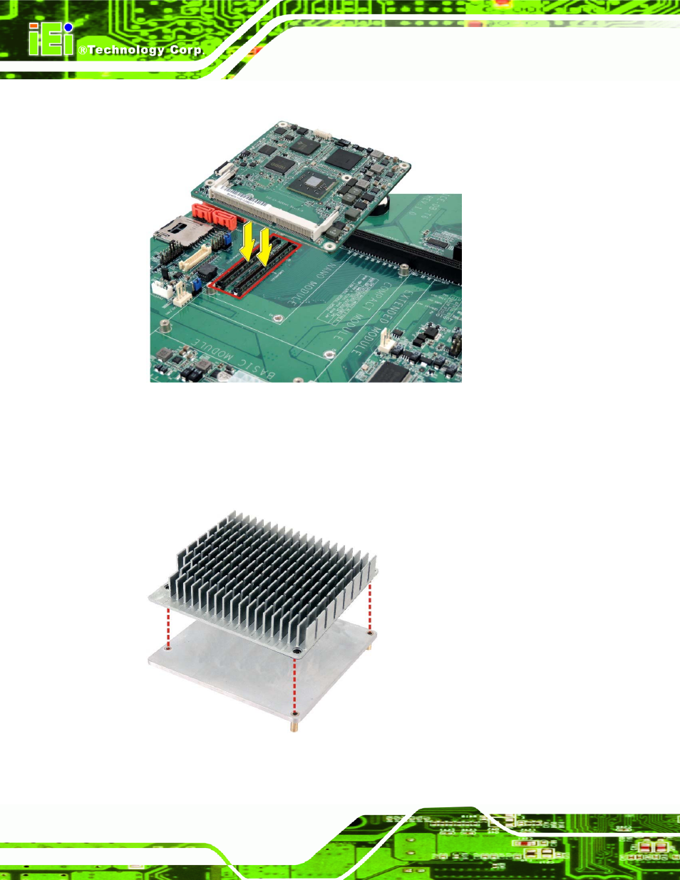 Figure 4-2: connect the com express connectors | IEI Integration ICE-CV-D25501_N26001 User Manual | Page 42 / 150