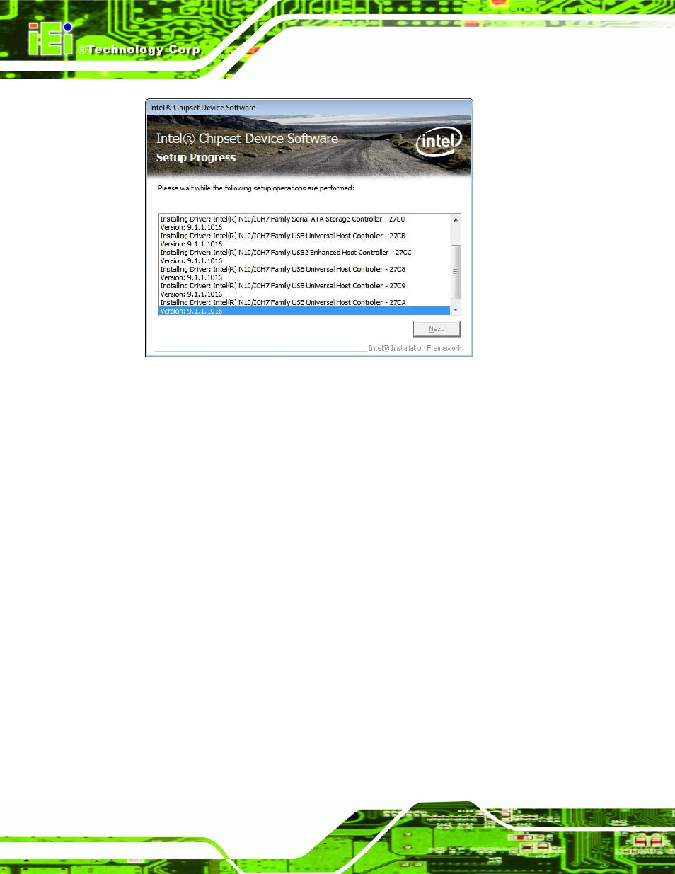 Figure 6-7: chipset driver setup operations | IEI Integration ICE-CV-D25501_N26001 User Manual | Page 82 / 150
