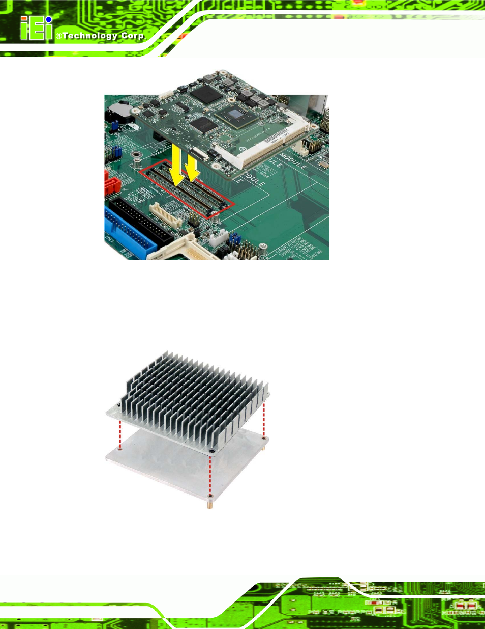 Figure 4-2: connect the com express connectors | IEI Integration ICE-CV-D25502_N26002 User Manual | Page 42 / 150