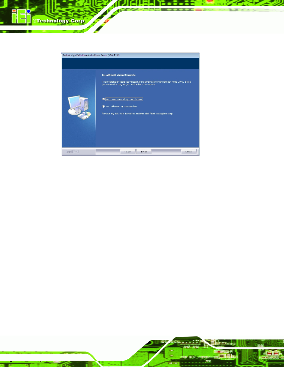Figure 6-20: audio driver installation complete | IEI Integration ICE-CV-D25502_N26002 User Manual | Page 94 / 150