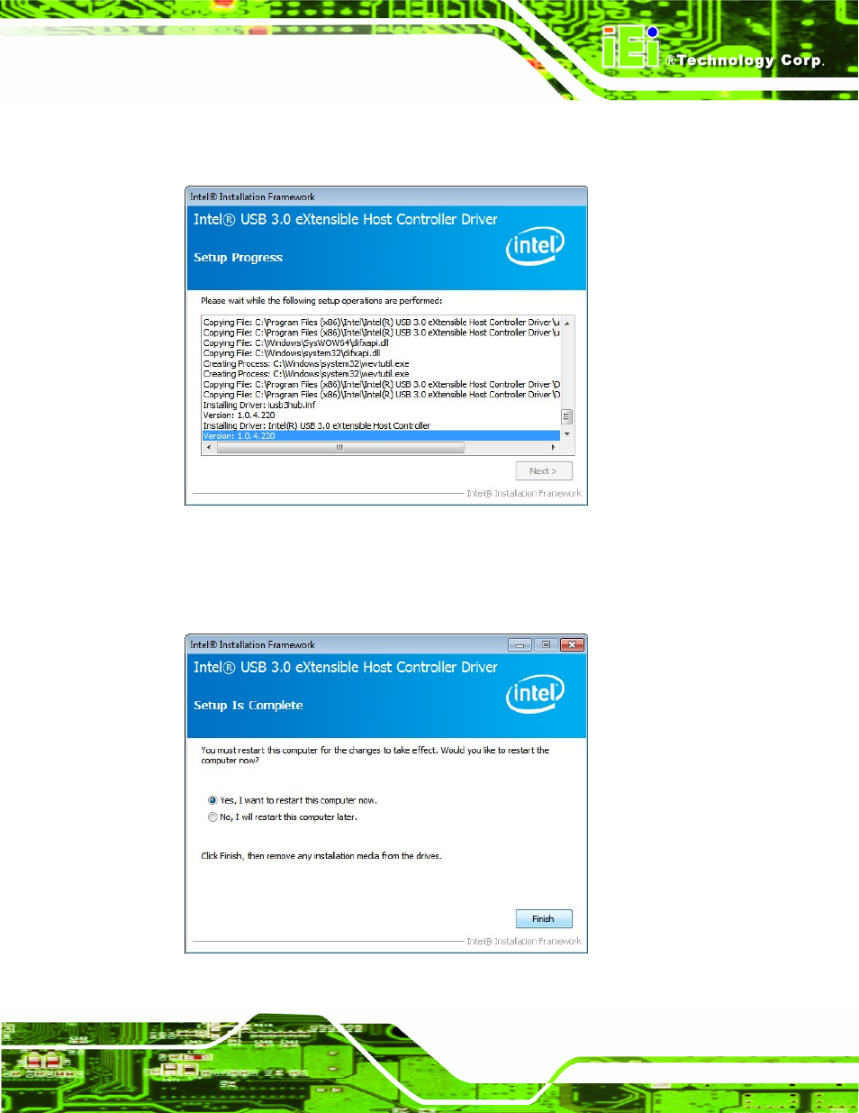 Figure 6-31: usb 3.0 driver setup operations | IEI Integration ICE-QM770 User Manual | Page 109 / 168