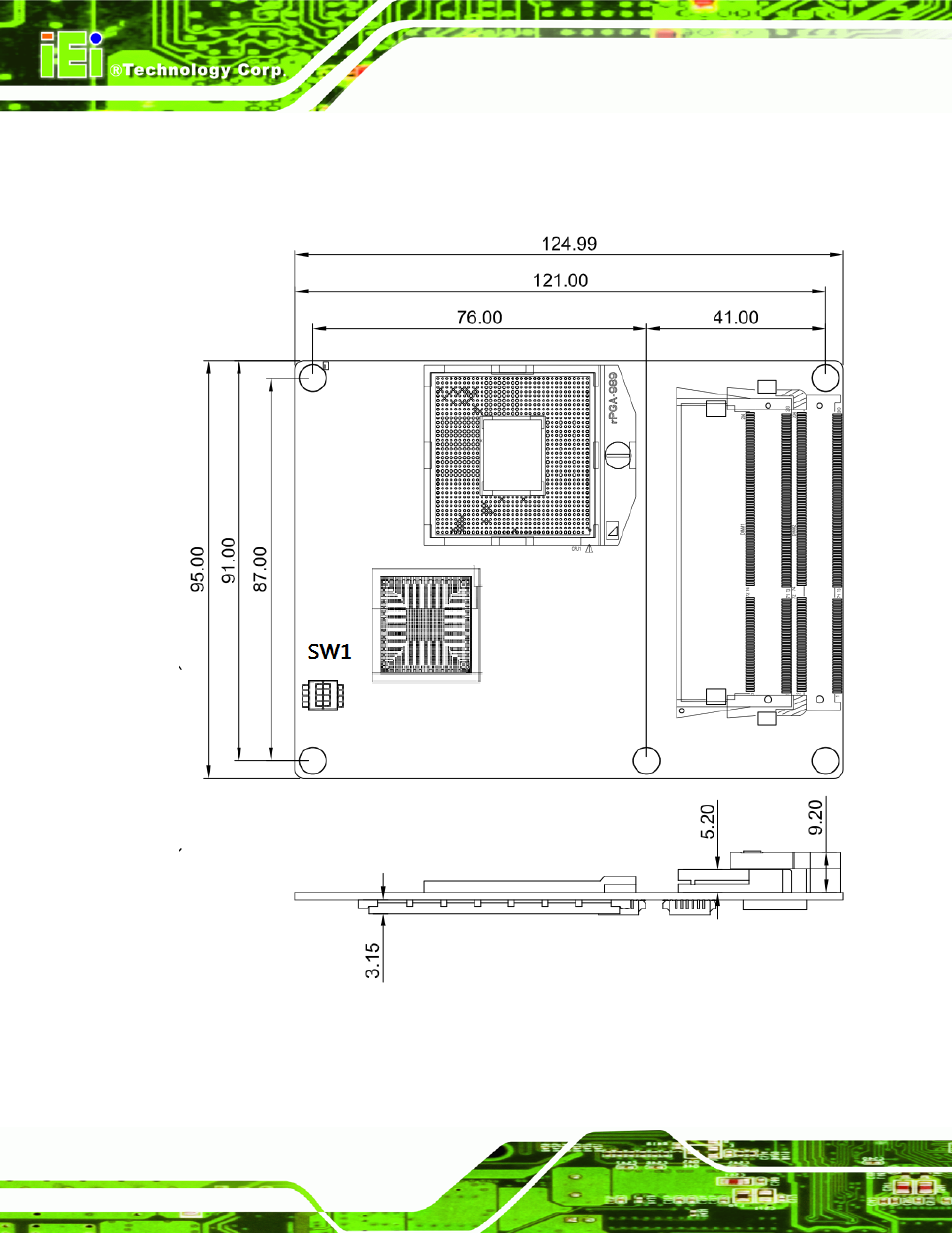 4 dimensions, Imensions, Figure 1-3: ice-qm770 dimensions (mm) | IEI Integration ICE-QM770 User Manual | Page 16 / 168