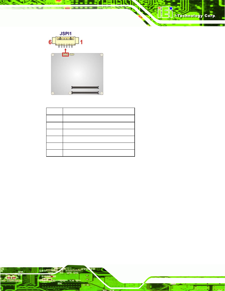 5 spi flash connector (ec), Figure 3-5: spi flash connector (bios) location, Table 3-4: spi flash connector (bios) pinouts | IEI Integration ICE-QM770 User Manual | Page 37 / 168