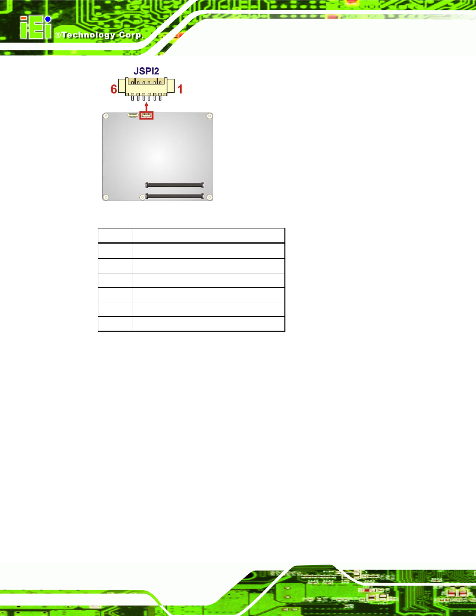 Figure 3-6: spi flash connector (ec) location, Table 3-5: spi flash connector (ec) pinouts | IEI Integration ICE-QM770 User Manual | Page 38 / 168