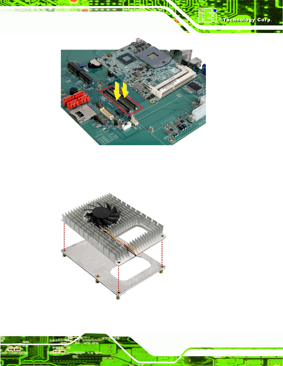 Figure 4-5: connect the com express connectors | IEI Integration ICE-QM770 User Manual | Page 47 / 168