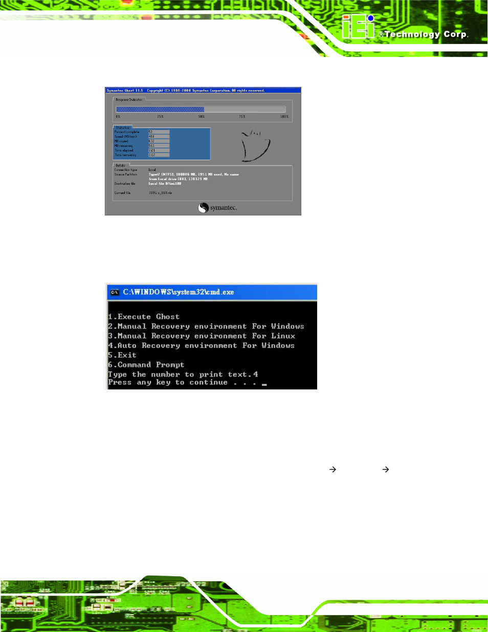 Figure b-28: image creation complete, Figure b-29: press any key to continue | IEI Integration ICE-QM871 User Manual | Page 132 / 172