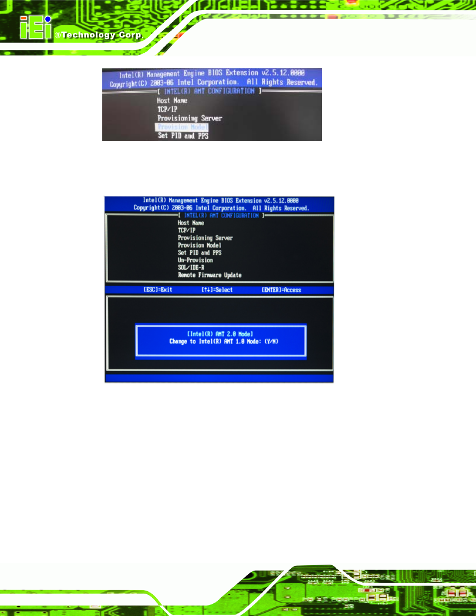 Figure c-6: provision model, Figure c-7: intel® amt 2.0 mode | IEI Integration ICE-QM871 User Manual | Page 157 / 172