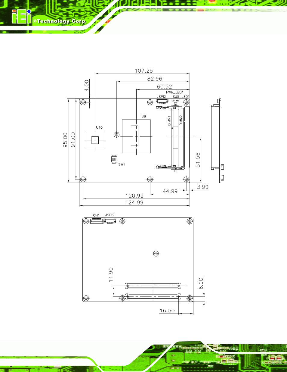 4 dimensions, Imensions, Figure 1-3: ice-qm871 dimensions (mm) | IEI Integration ICE-QM871 User Manual | Page 17 / 172