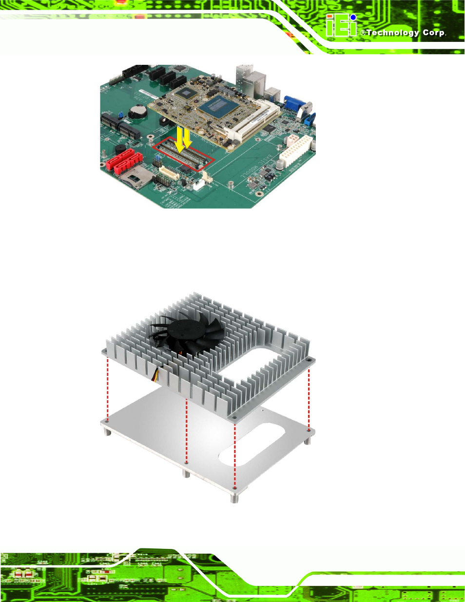 Figure 4-3: connect the com express connectors | IEI Integration ICE-QM871 User Manual | Page 46 / 172