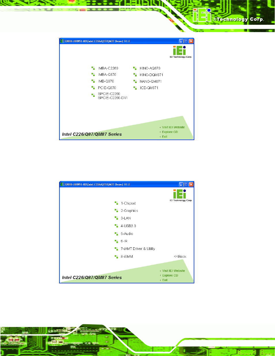 Figure 6-1: start up screen, Figure 6-2: drivers | IEI Integration ICE-QM871 User Manual | Page 88 / 172