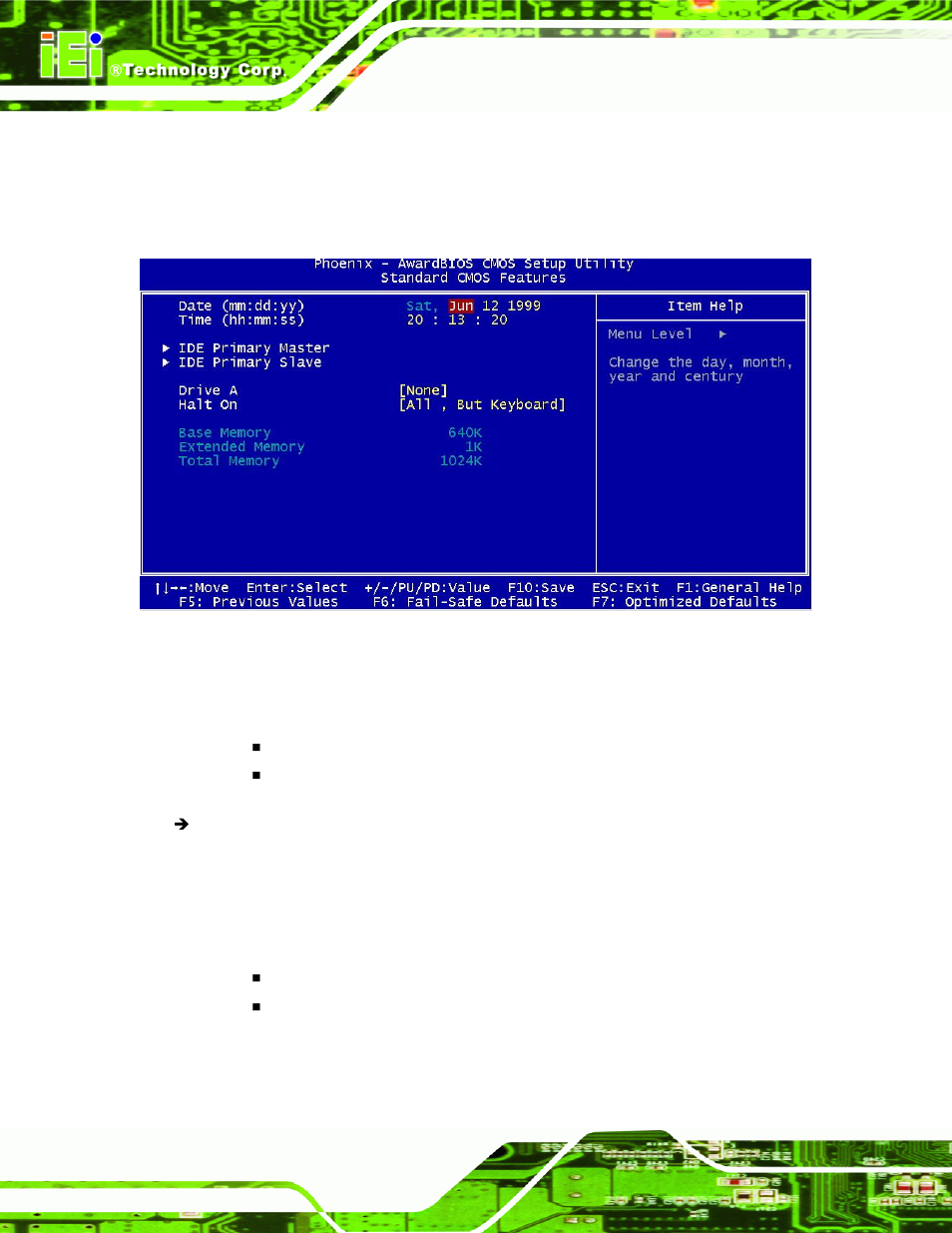 2 standard cmos features, Tandard, Cmos f | Eatures, Menu 2: standard cmos features | IEI Integration IEM-LX v1.00 User Manual | Page 60 / 140