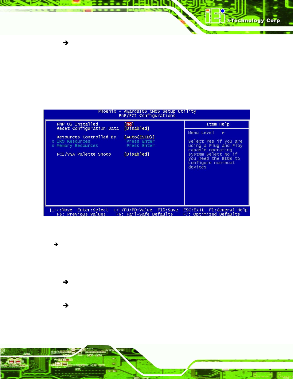 7 pnp/pci configurations, P/pci c, Onfigurations | Menu 9: pnp/pci configurations | IEI Integration IEM-LX v1.00 User Manual | Page 89 / 140